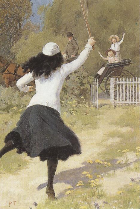 Percy tarrant She gave a Sort of Shout and ran towards  us (mk37) Spain oil painting art